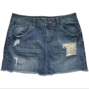 Elle Distressed Jean Mini Skirt
